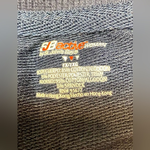 St Johns Bay Sweatshirt Jacket XL Blue Floral Open Front Zipper Long Sleeve - Picture 5 of 7